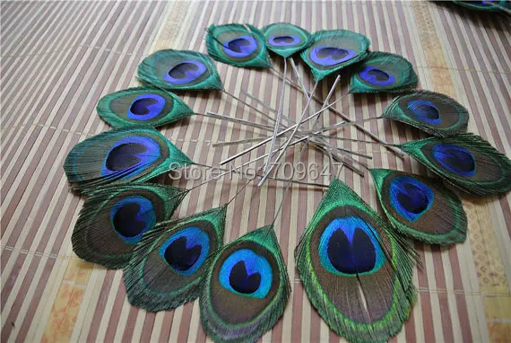 50pcs/lot!15cm long Trimmed Peacock Feather with a stem Trimmed Peacock eye feather for decoration