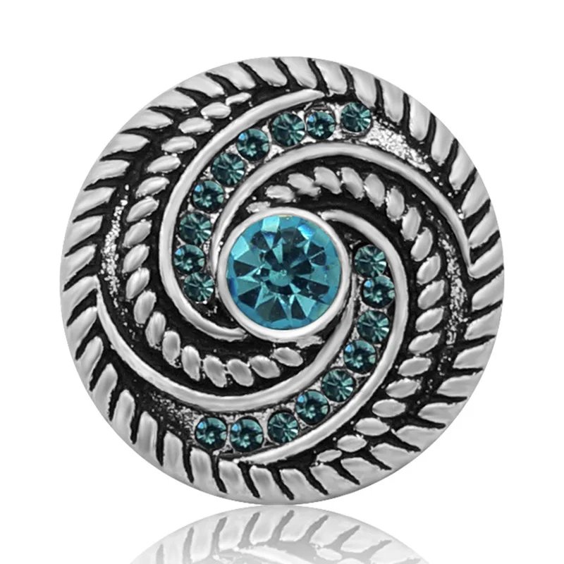 KZ3197 New Beauty elegant Rotate pattern rhinestone Metal 18mm snap buttons for DIY snap jewelry charm fittings wholesale