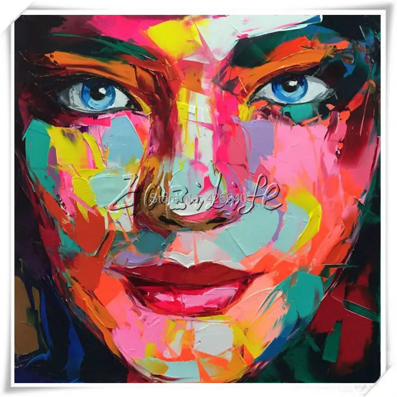 

Portrait Face Oil painting Palette Knife Impasto figure canvas Hand painted Francoise Nielly Wall Art Pictures for living room 3