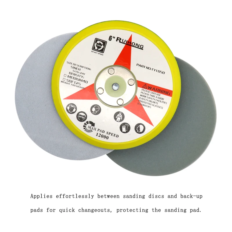 6 Inch 150MM Sponge Soft Cushion Buffer Interface Pad Sander Buffering Pad Hook and Loop Protection Power Tool Parts (Pack of 5)