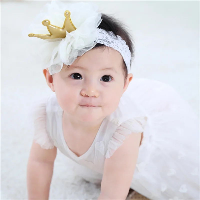 

2018 New 10pcs/lot Flower Headband White Crown Hair Bands Handmade DIY Headwear Hair accessories for Children Newborn Toddler