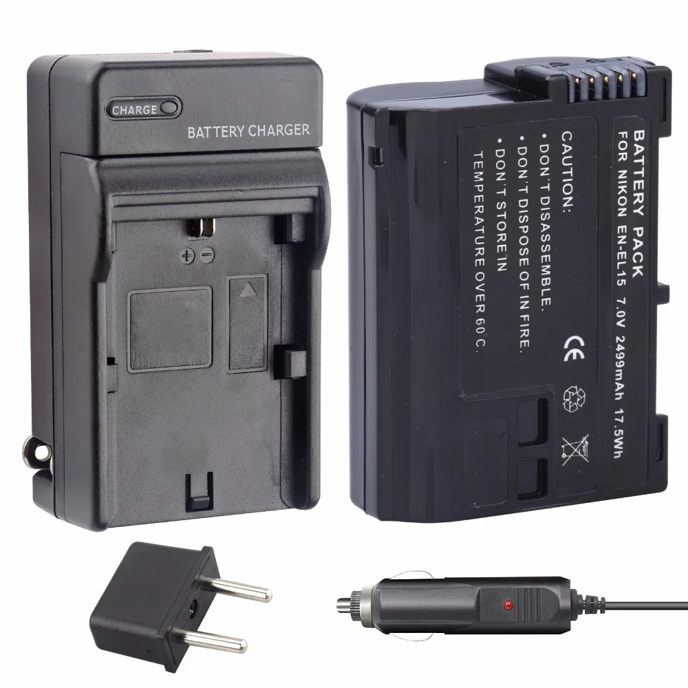 

1 Pc 2499mAh EN-EL15 EL15 Digital Camera Battery + Charger For Nikon D7000 D7100 D800 D800E D600 D610 D810 D500 D7200 V1