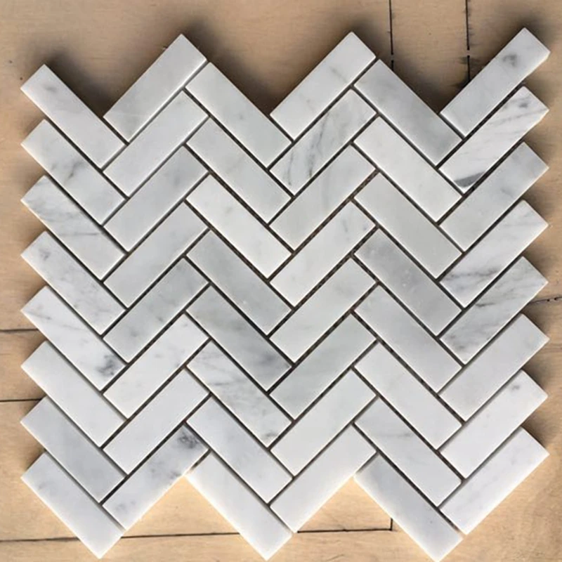 

20X64mm Fish bone shaped Matt Carrara White Marble Mosaic tiles backsplash kitchen wall tile sticker bathroom floor tile