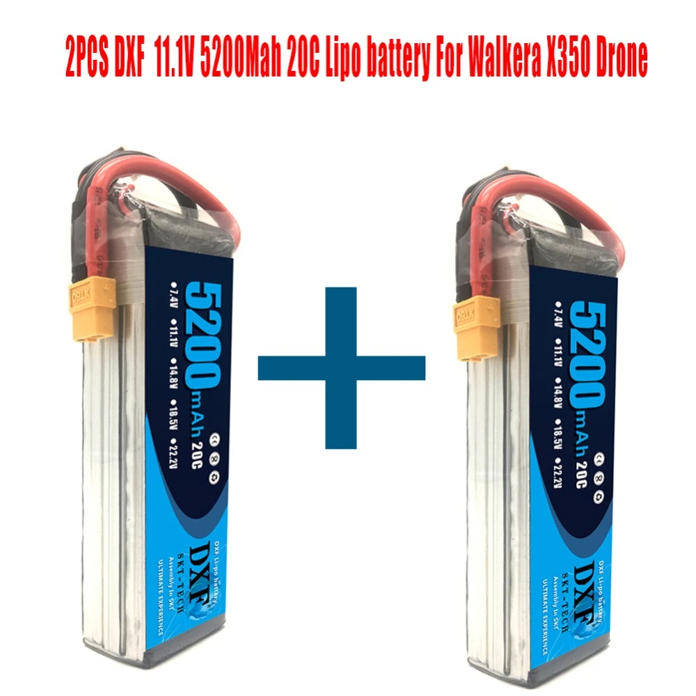 

2PCS 11.1V 5200Mah 3S 20C DXF Lipo Battery For Walkera QR X350 PRO RC Drone Quadcopter SPARE PARTS Upgrade Parts