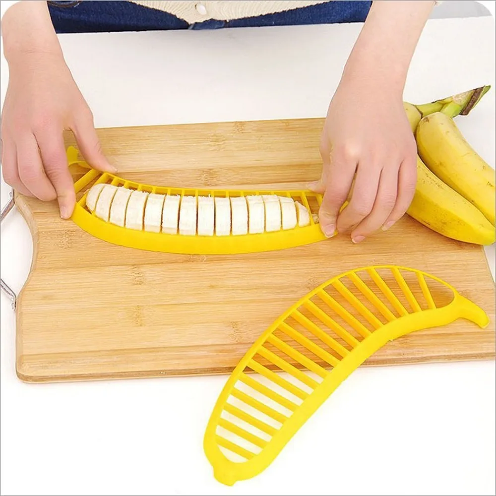 Kitchen Gadgets Plastic Banana Slicer Cutter Fruit Vegetable Tools Salad Maker Cooking Tools (010)