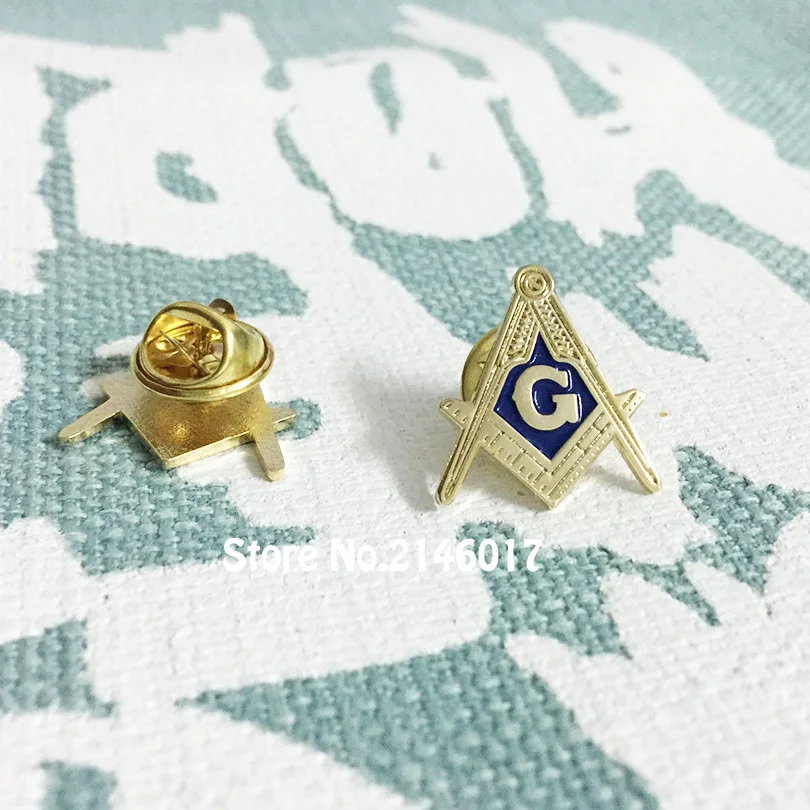 50pcs Custom Enamel Pins and Badge Freemason Masonry Pin Brooch Lodge Metal Craft 19mm High Masonic Square and Compass with G