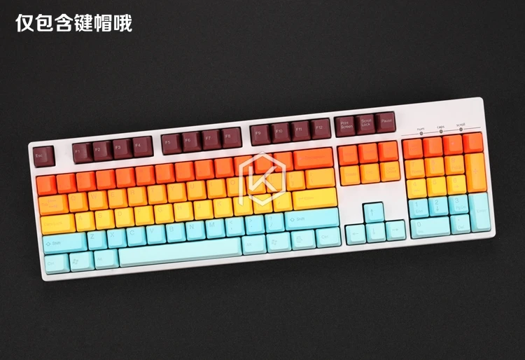 taihao pbt double shot keycaps for diy gaming mechanical keyboard color of miami diablo black orange cyan rainbow light grey