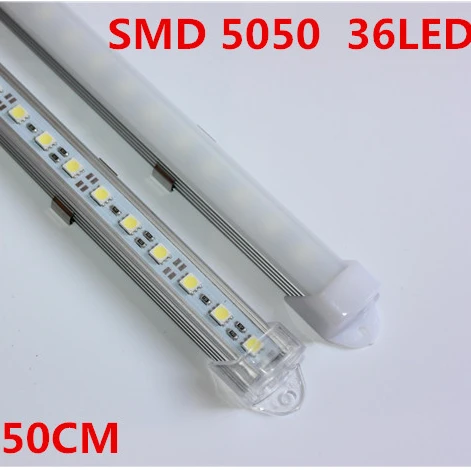 10pcs 12V 36leds 50cm led under cabinet light 5050 led light bar + U groove + PC milky/clear cover + free shipping