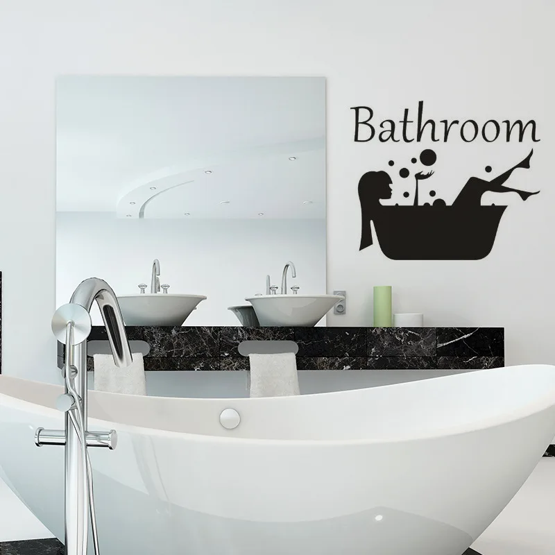 Creative Beauty Shower Pattern Wall Sticker Bathroom Door Window Decoration Mural Bathtub Bathing Decor Decals Home Wallpaper