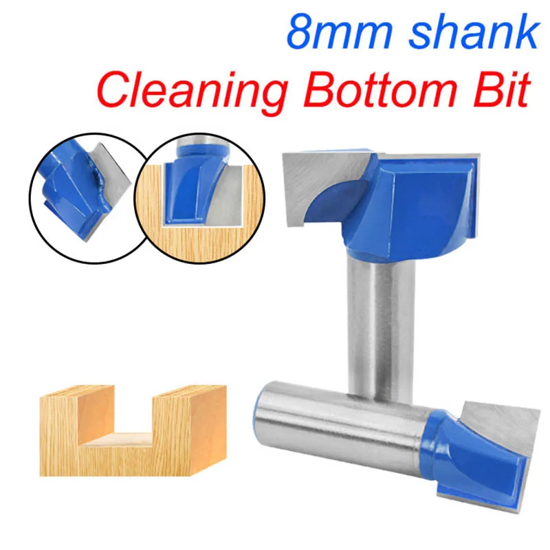 1Pcs 8Mm Shank ทำความสะอาดด้านล่างแกะสลักคาร์ไบด์ Router บิตงานไม้เครื่องมือเครื่องกัด CNC Endmill สำหรับไม้