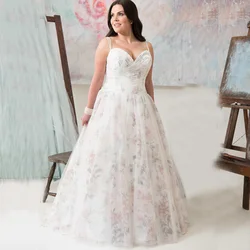 Vestido De Noiva Personalizado Com Organza Floral E Frisado, Vestido De Noiva A Linha, Plus Size