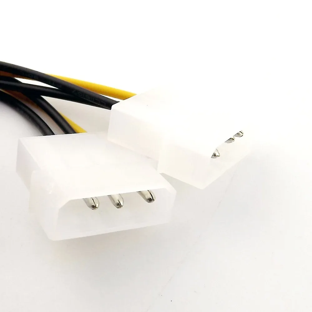 1x doble 4 pines Molex a 6 pines PCI-E, convertidor de fuente de alimentación, conector Y Cable divisor 15cm