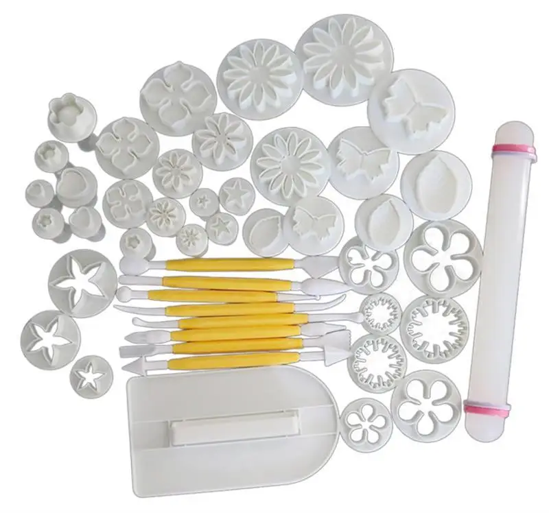 46pcs/set Delicious Fondant Cake Decorating Modelling Tools Set DIY Sugarcraft Cake Decorating Fondant Cutters Tools