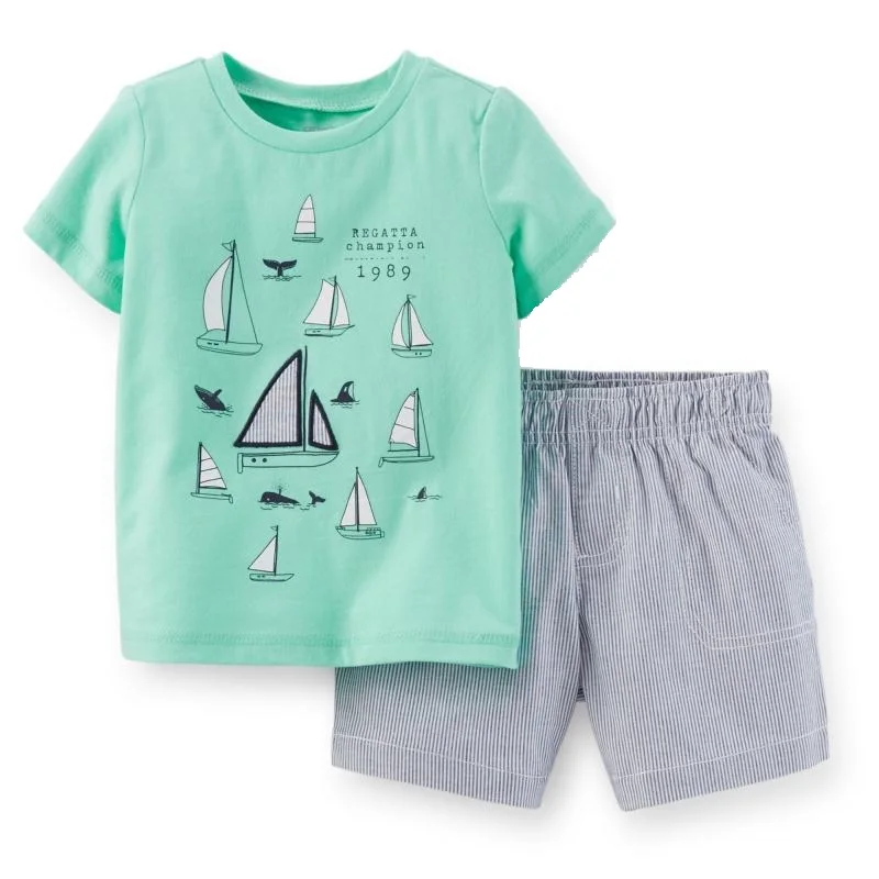 

Regatta Champion Baby Boy Clothes Suit Summer T-Shirts Shorts Pants 2-Pieces Sets Sailboat Outfits Cotton Sets Tops Jumpsuits