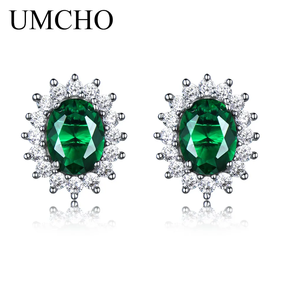 

Nano Emerald Stud Earrings 925 Sterling Silver Stud Earrings Oval 6X8mm Earring 5A Zircon Elegant Woman Jewelry