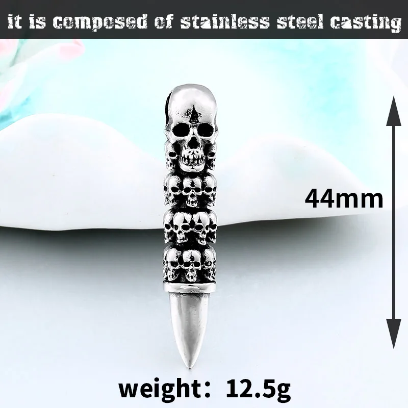 Beier 316L Stainless Steel Skull Wrap Bullet Necklace Pendant Punk Style Men\'s and Women\'s High Quality Jewelry Gifts LLBP8-359P