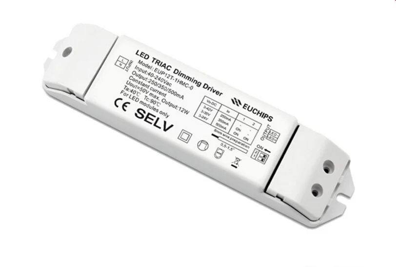 10-12Watt 40-240V Input 3-42V Output LED Strip Light Triac Dimming Driver Low Voltage LED Tape Light Power Supply EUP12T-1WMC-0