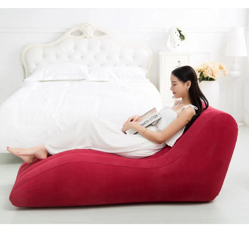 

155cmx89cmx65cm inflatable air bean bag chair, flocking PVC good quality S shape love chair,sexy beanbag sofa recliner