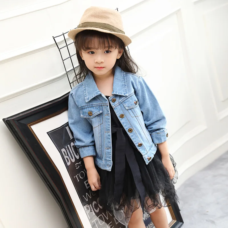 2020 Spring Summer Girls Jeans  Jackets Kids Coats Outerwear Embroidered Long Sleeve Button Denim Jackets For Girls Clothes 2-8