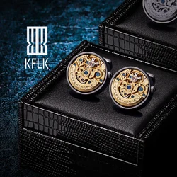 KFLK Jewelry Shirts Cufflinks for Men's Brand Watch Movement Mechanical Big Cuff links Button Male High Quality  guests