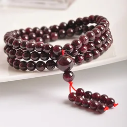 Natural Wine Red Garnet Stone  108 beads beaded strand bracelets tibetan rosary buddhism prayer beads