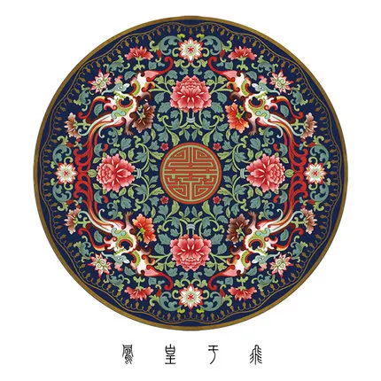 

Chinese round carpet, old style, high peony flower, bedroom bedside mat, hanging basket, cushion, new