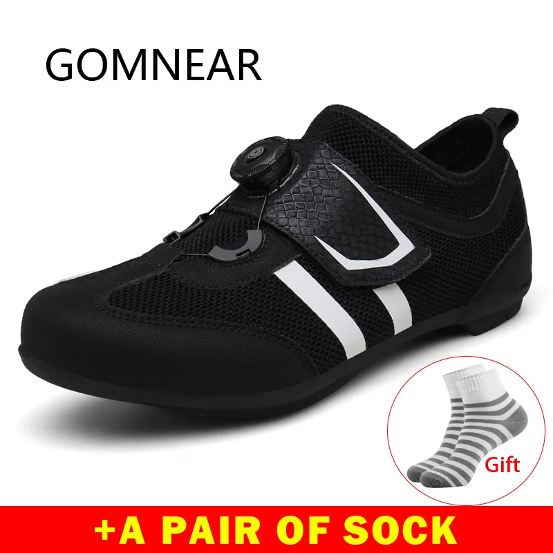 GOMNEAR 2019 Men's Black Breathable Cycling Shoes Road Bike Bicycle Shoes No-Slip MTB Shoes Mountain Bike Sapatilha Ciclismo Mtb