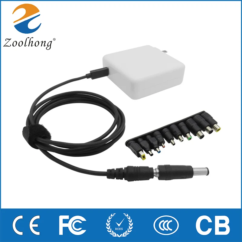 Zoolhong 90W PD Type-C Charger with 10 Tips Universal Adapter 18.5-20V for APPLE/ACER/ASUS/HP/DELL/LENOVO/SAMSUNG/SONY/TOSHIBA