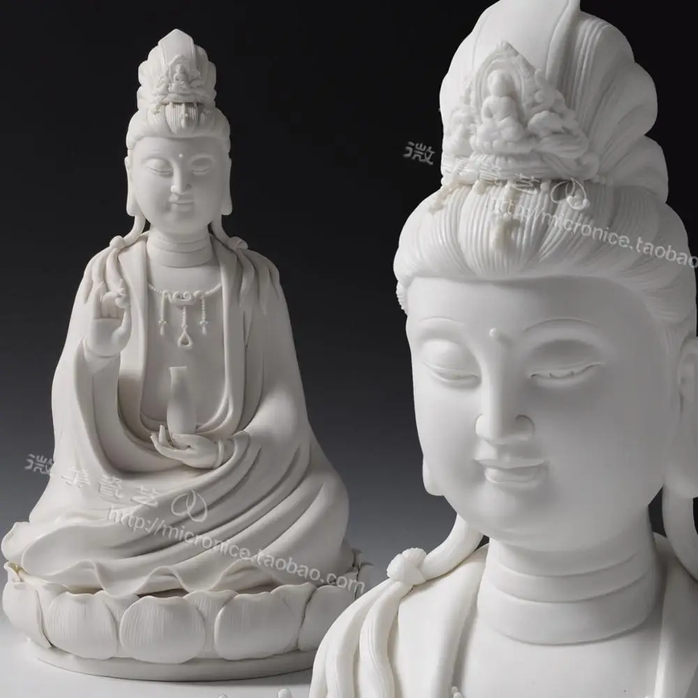 12 inch modern abstract sitting lotus Guanyin Guanyin Buddha collection ceramic crafts decoration ornaments like smoke