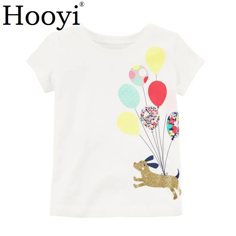 Balloon Dog Baby Girl T-Shirts Children Tee Shirts Newborn T Shirt Girls Blouse White Toddler Tops 100% Cotton 6-24 Month Jersey