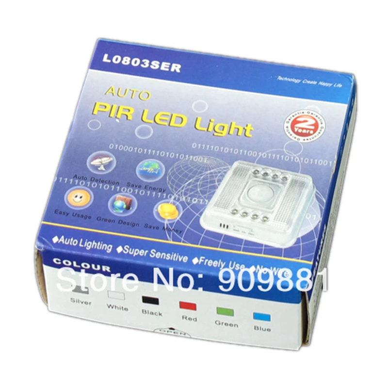 8 LED Light Lamp PIR Auto Sensor Motion Detector AA Battery Mini Home Kithchen Auto Infrared Sensor Light Lamp WIth Package