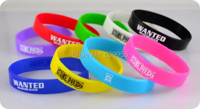 10x OP ONE PIECE WANTED Mix colors silicone Bracelet bangle wristband anime Jewelry men women cosplay costume accessories