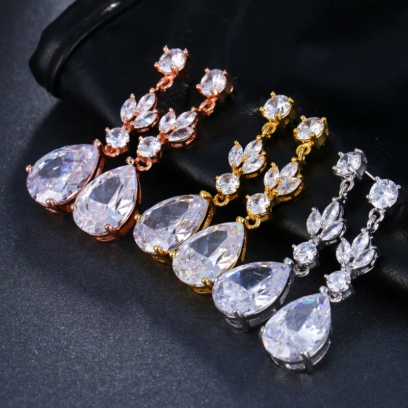 EMMAYA Water Drop CZ Crystal Earrings for Women Vintage Wedding Party Earrings Jewelry brinco feminino Gift