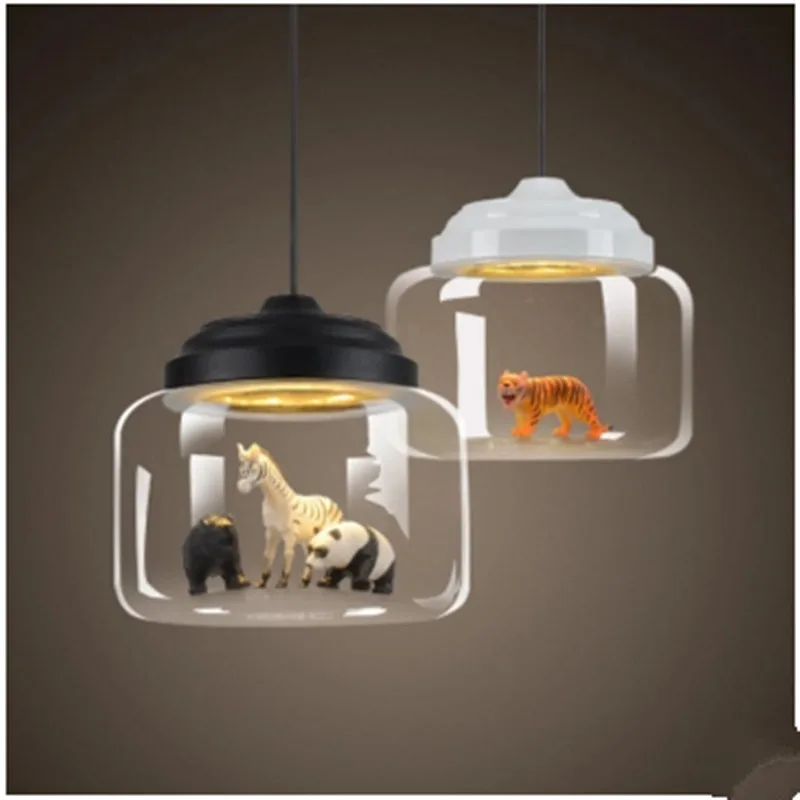 

Nordic Lights Bar Restaurant Glass Pendant Light Individual Creative Cafe Kindergarten Classroom Animals Cartoon Pendant Light