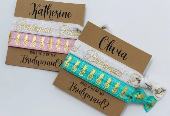 

10pcs custom names bridal shower party favors Elastic Hair Ties wedding Bachelorette birthday Elastic Wristbands anklets