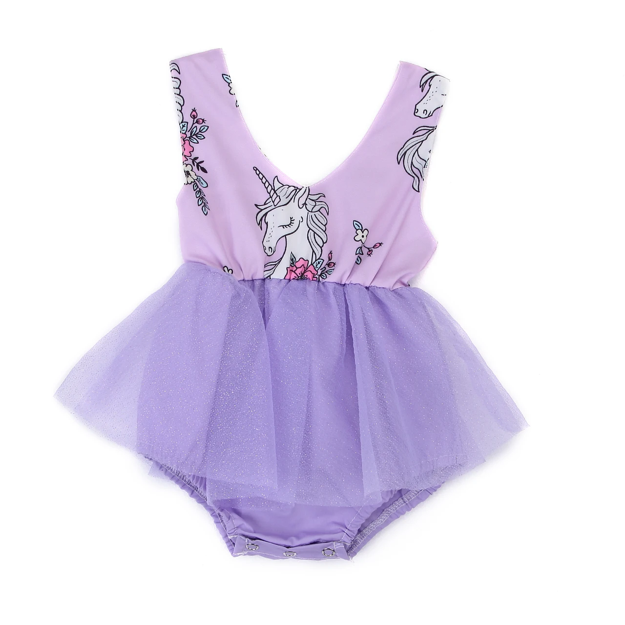 

2018 Sweet Toddler Baby Girl Unicorn Tulle Bodysuits Jumpsuit Fancy Dress Outfit Costume Size 3-18M