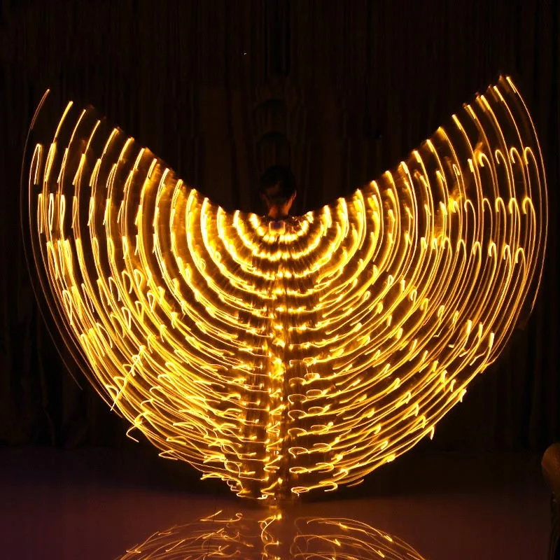 

Stage Performance Prop Women Dance Accessories Girls LED Wings Light Up 360 Degrees Gold Isis Wings