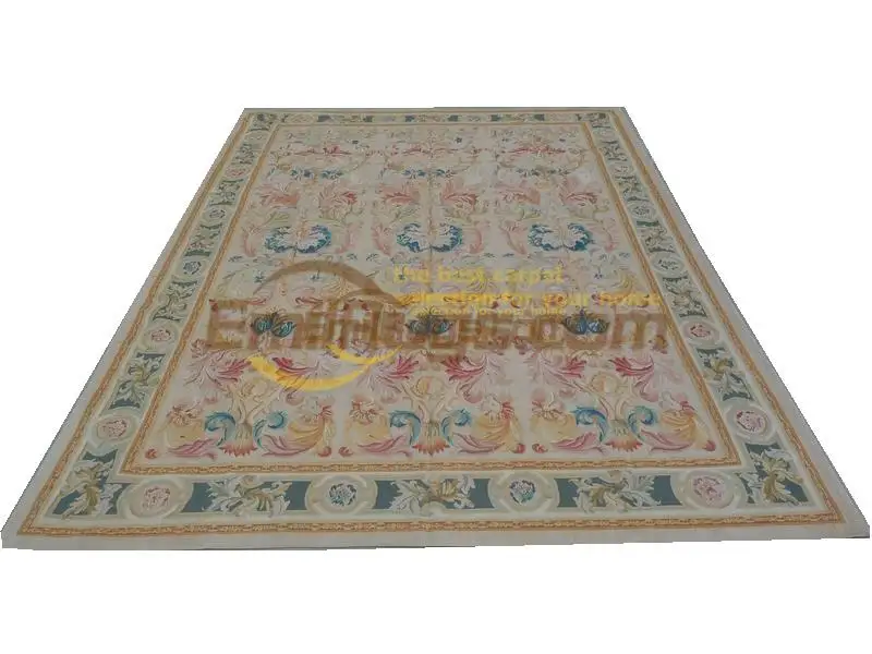 

hand woven wool carpet french aubusson rugs in 274CMX366CM 9'X 12' gc1aubFW-9