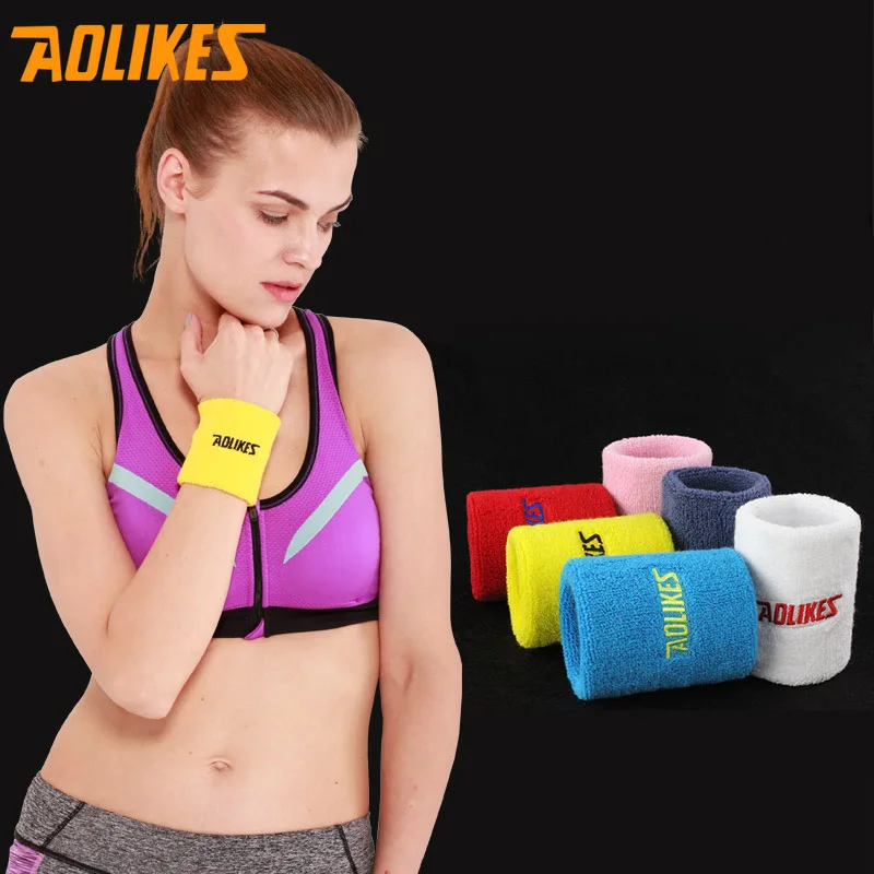 AOLIKES 1PCS Tennis Headband Outdoor Sports Cotton Absorb Sweat Tennis Wrist Wipe Perspiration Sweat Towel Sport Wrist 12 Colors