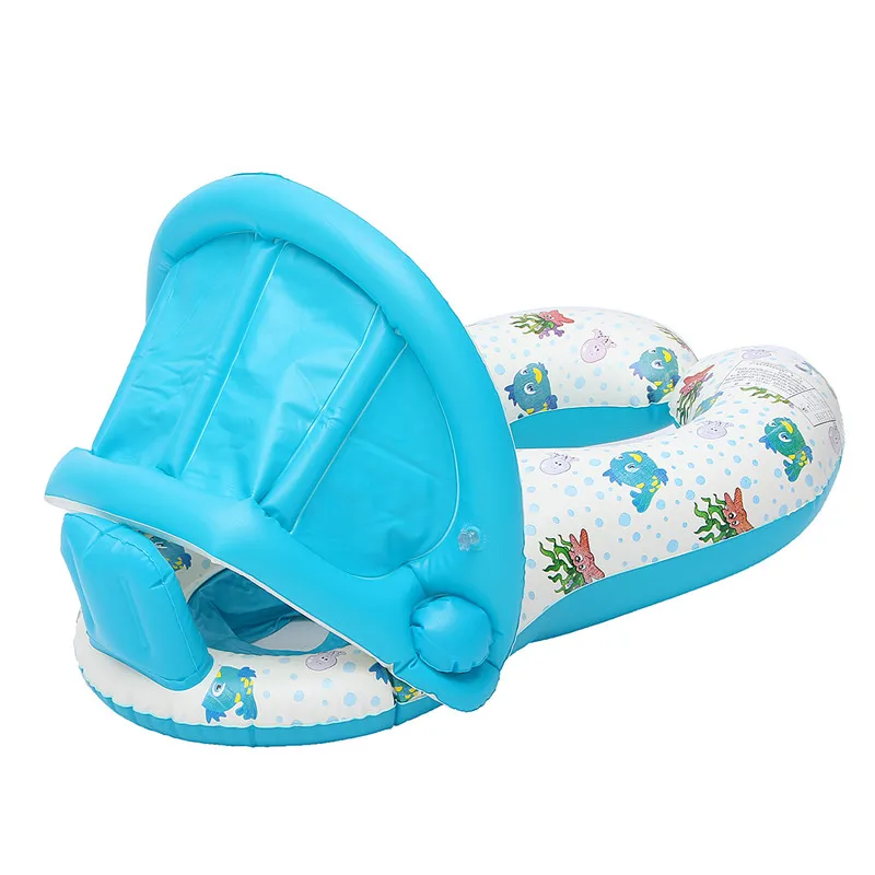 Baby Inflatable Pool Float Neck Ring With Subshade Mother Children Swim Circle Inflatable Safety Swimming Ring Float Seat