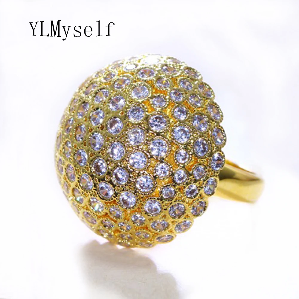 New Gold Color Zircon Big Ring For Woman Mushroom Design Clear Crystal Allied Eexpress Female Copper Statement Jewelry