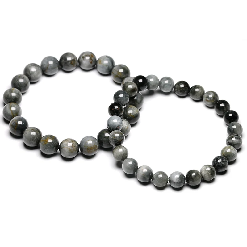 5A Grade Natural Stone Grey Eagle Eye Falcon Eye Beads Strand Bracelet Men Jewelry Beaded Jewellery Unisex Healing Energy Gift