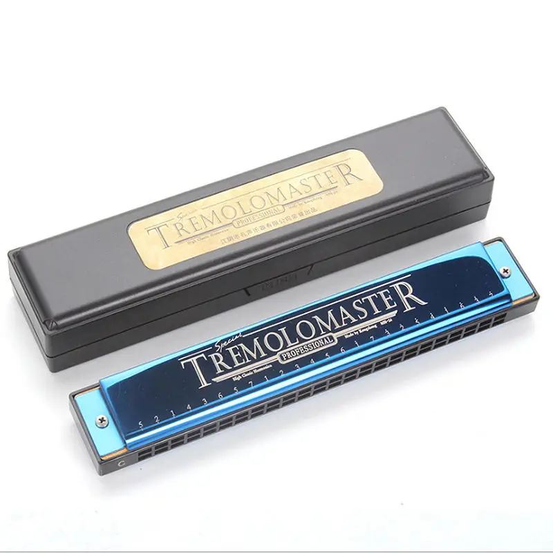 

Authentic 24 Hole Polyphonic Harmonica in C Key for Adults Students Beginners Tremolo Harmonica Master Classroom Instrument