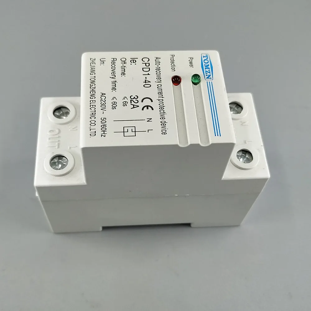 32A 230V 50/60hz Din rail automatic recovery reconnect over Current limiting protective device protector