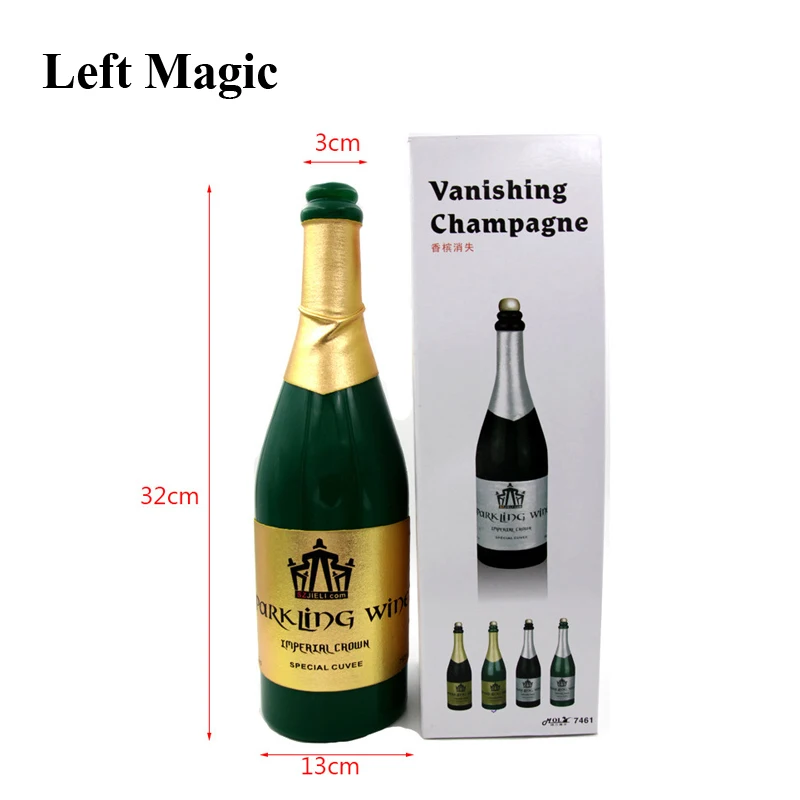 New Vanishing Champagne Bottle Magic Tricks LATEX((Black Or Green) Wine Bottle Stage Close Up Magic Trick Props Gimmick G8217