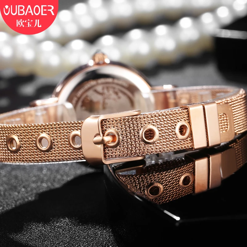 Top Brand Luxury OUBAOER Women Mesh belt Bracelet Watch Quartz Watches Women Fashion Luxury Watch Women Dress Watches