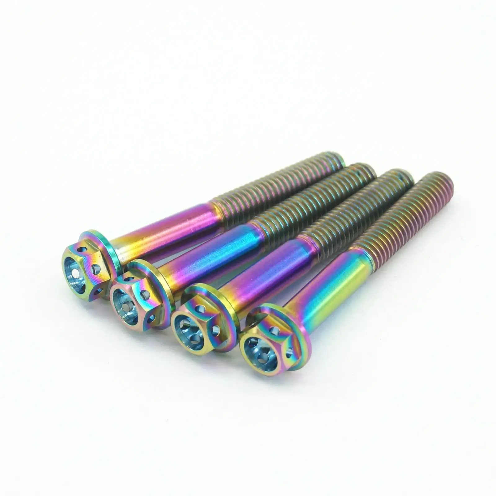 

LOT 4 M6x1x45mm Rainbow GR5 Titanium Motorcycle Flange Screw Bolts Hex Concave Head Hollow