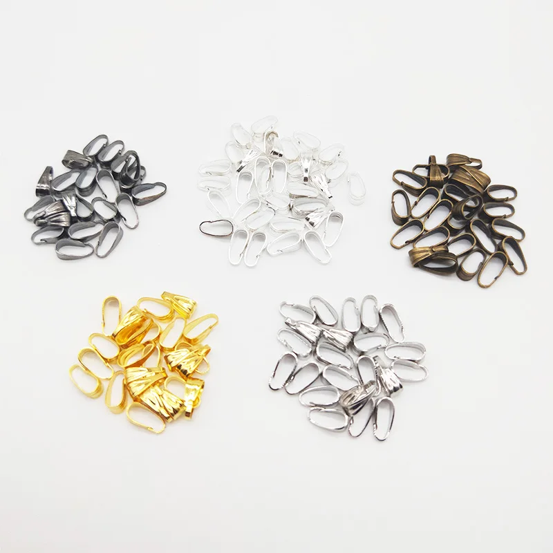 5 Colors 100pcs/pack Pendant Clip Clasp Pinch Clip Bail Pendant Connectors Bail Beads Jewelry Findings DIY Jewelry Accessories