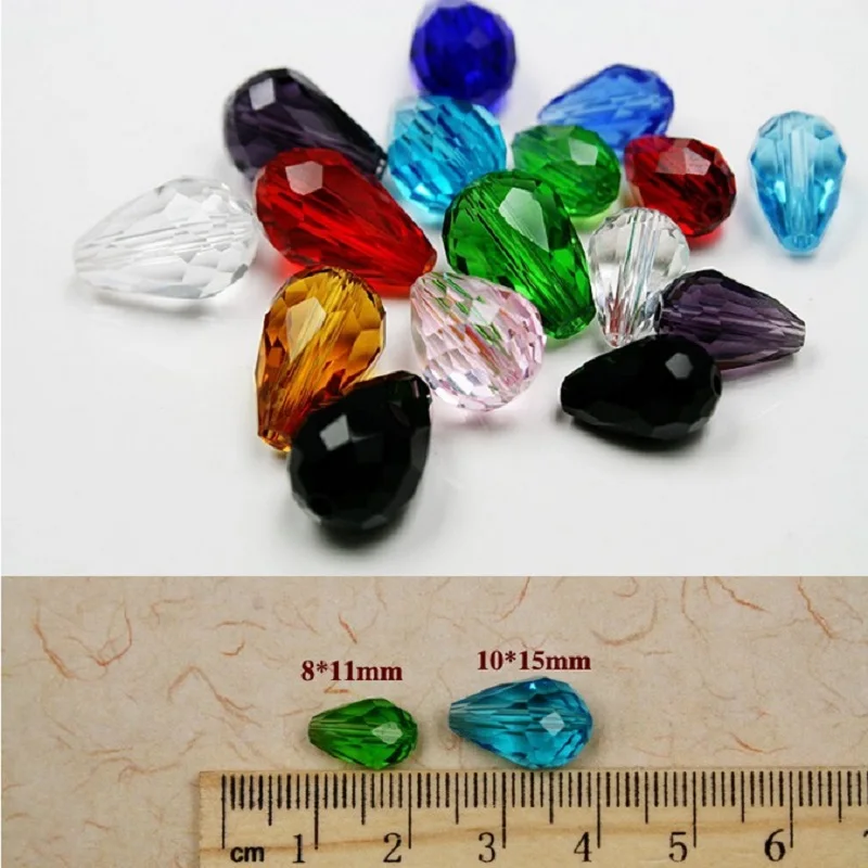 Hot sale 10pcs/lot 11x8mm Crystal Glass Faceted Beads Teardrop Waterdrop Bead For Women DIY Bracelets Bangles Jewelry Making