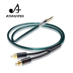 ATAUDIO Hifi 3.5mm do 2RCA Y Splitter stereofoniczny kabel audio HiFi do audiofilów podłącz telefon MP3 CD PC do wzmacniacza